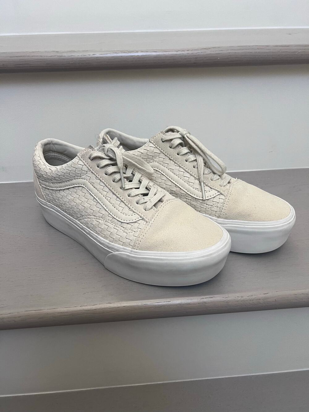 Suede woven platform cream Vans
